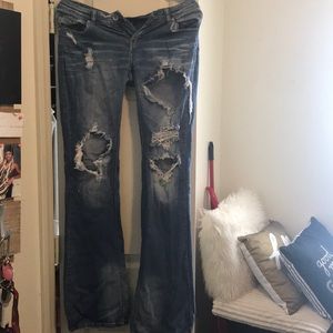 Ripped Light Boot Cut Jeans. Size 9. Lightly Worn